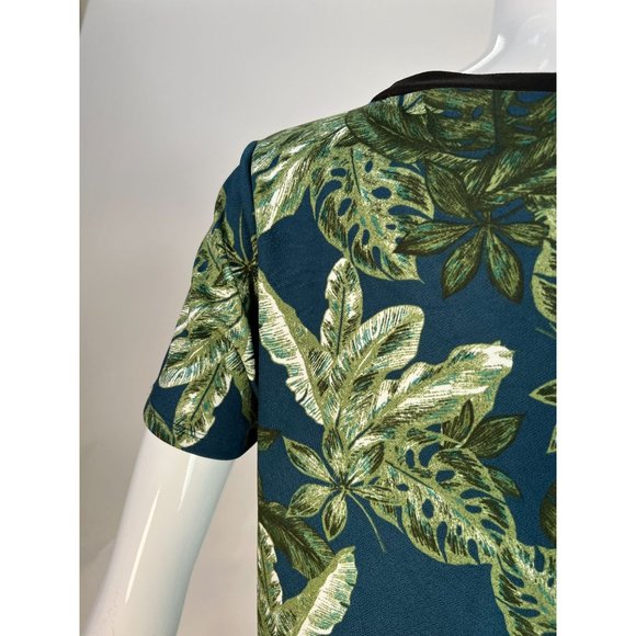 Love Scarlett Zip Front Leaf Pattern Top Size Large Blue, Green Polyester Blend - Picture 13 of 16